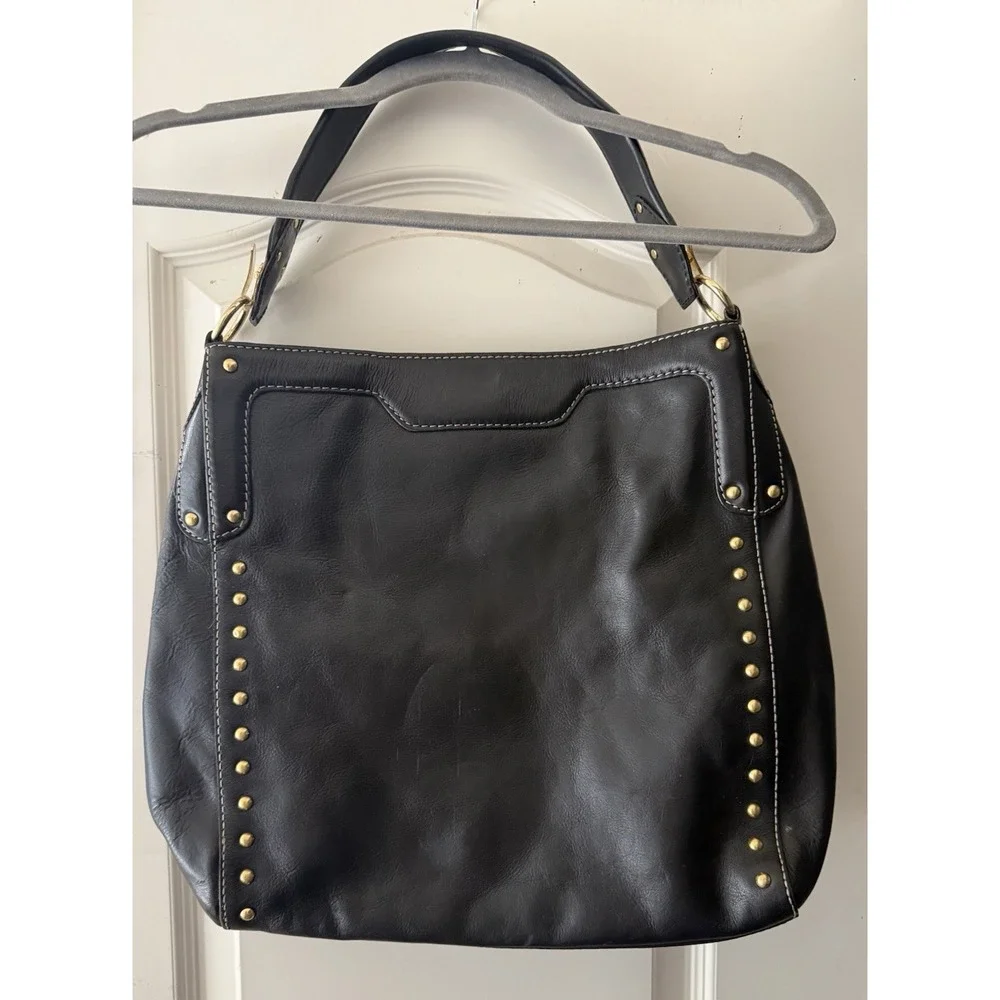 Michael Kors Black Pebbled Leather Studded Hobo Bag Vintage